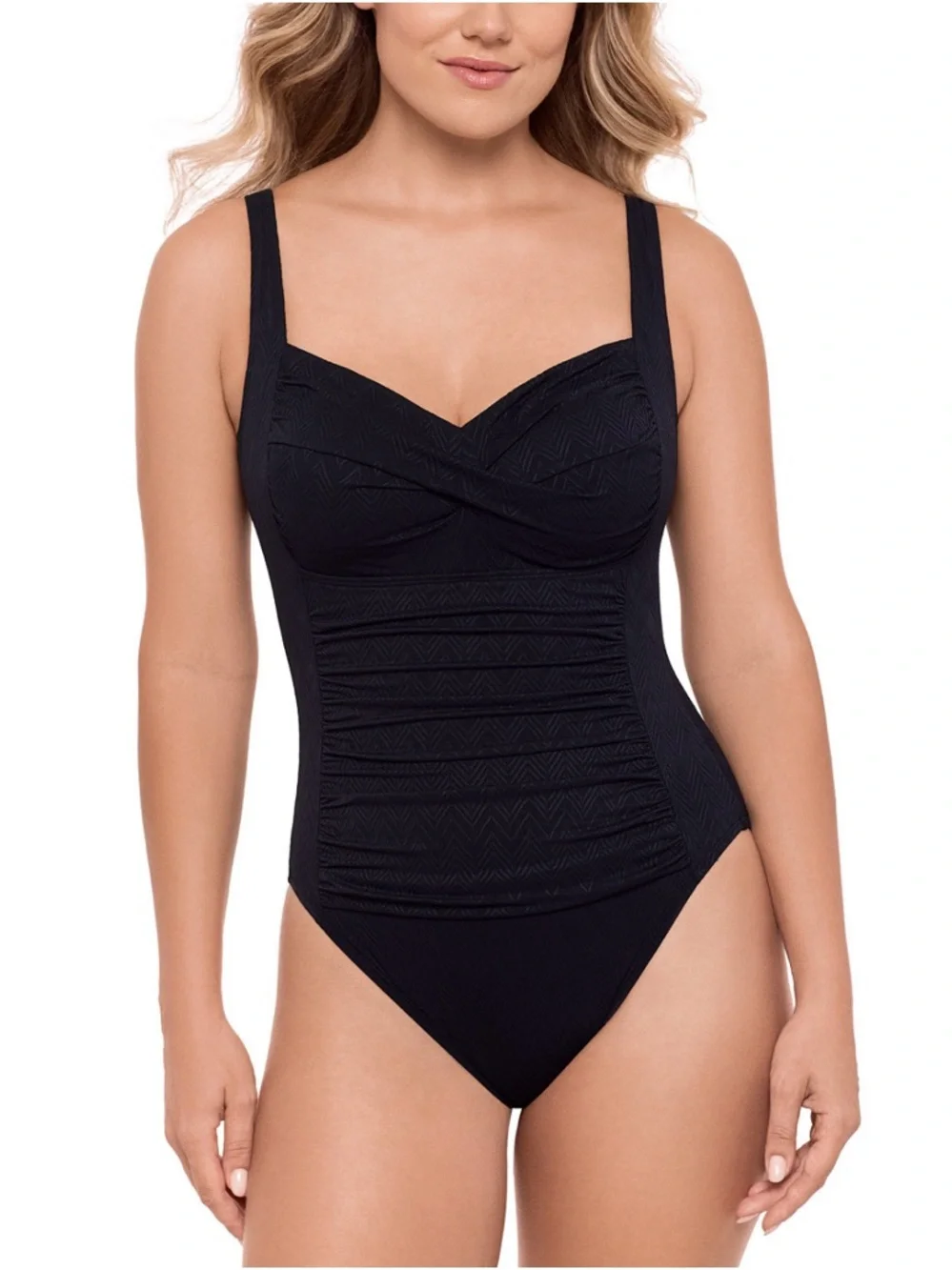NWT Swim Solutions Women's Twist-Bodice Tummy-Control One Piece Swimsuit - Picture 1 of 1